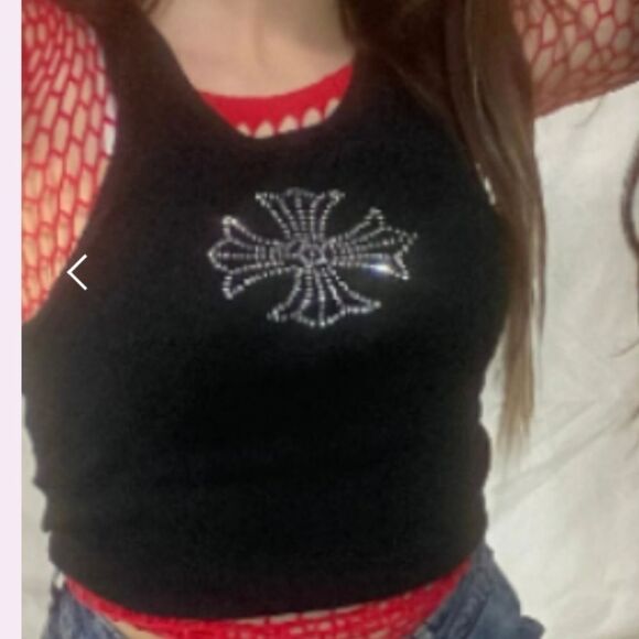 Virghoes Biker Cross Tank Blingy Tee Black Size Small - Picture 13 of 13